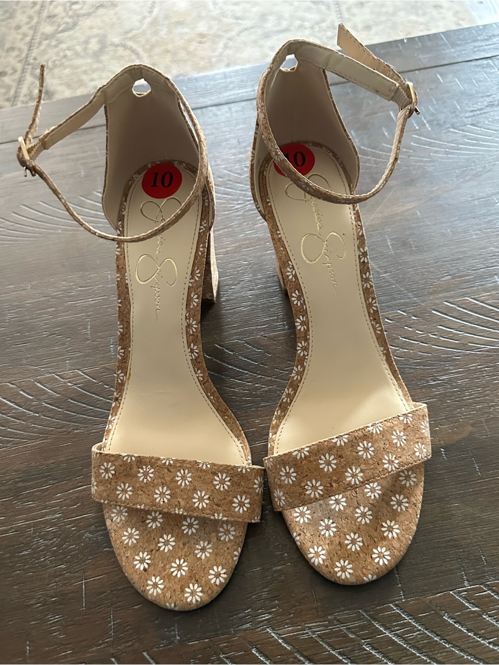 Jessica Simpson Tan Daisy Suede Ankle-Strap Heels -Size 10